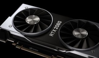 Nvidia RTX 2060 Founders Edition graphics card on a black background