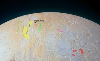 Pluto's North Pole Canyons Annotated