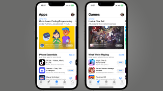 iPhone App Store showcasing apps and games sections