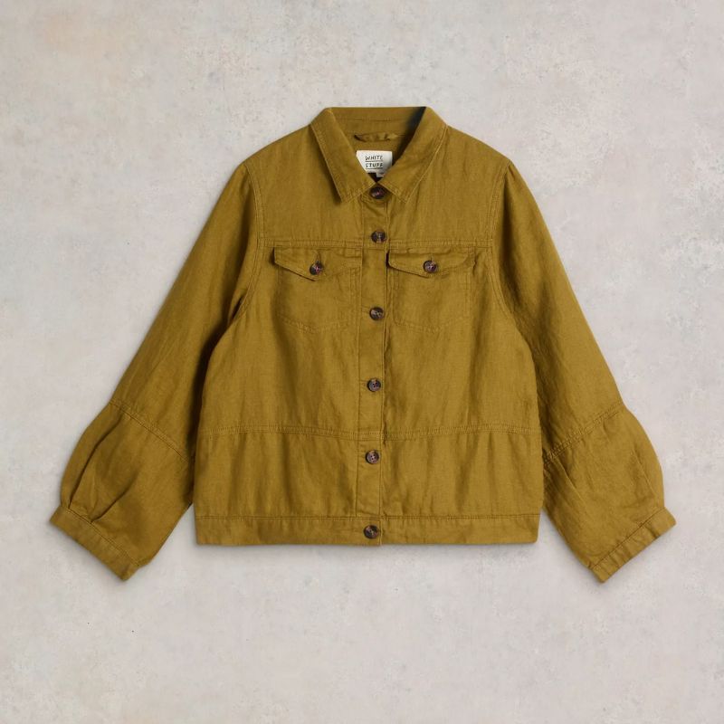 A cutout of a khaki linen jacket by White Stuff
