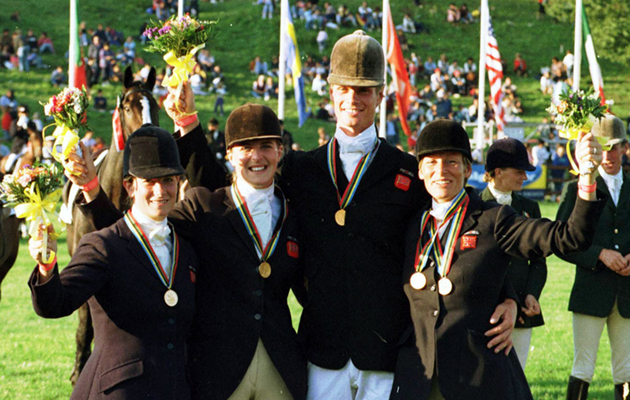 Winners of the Gold Medal in the European Three Day Championships which took place at Pratoni, Rome in Italy, sponsored by Frizzell are (l/r) Charlotte Bathe, Kristina Gifford, William Fox-Pitt and Mary King.