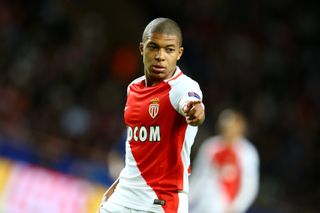 Kylian Mbappé in action for Monaco against Juventus in the Champions League in May 2017.