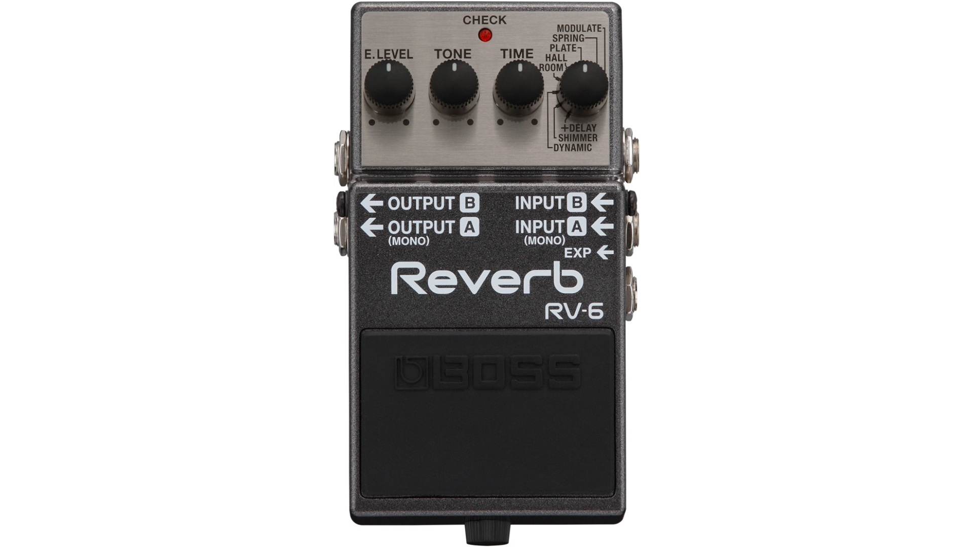 A Boss RV-6 reverb pedal