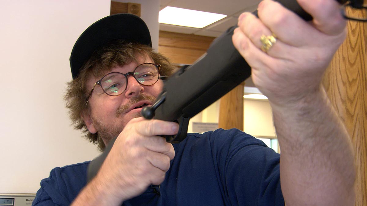 Michael Moore in the documentary Bowling for Columbine