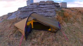 Hilleberg Akto four-season tent pitched on a hill