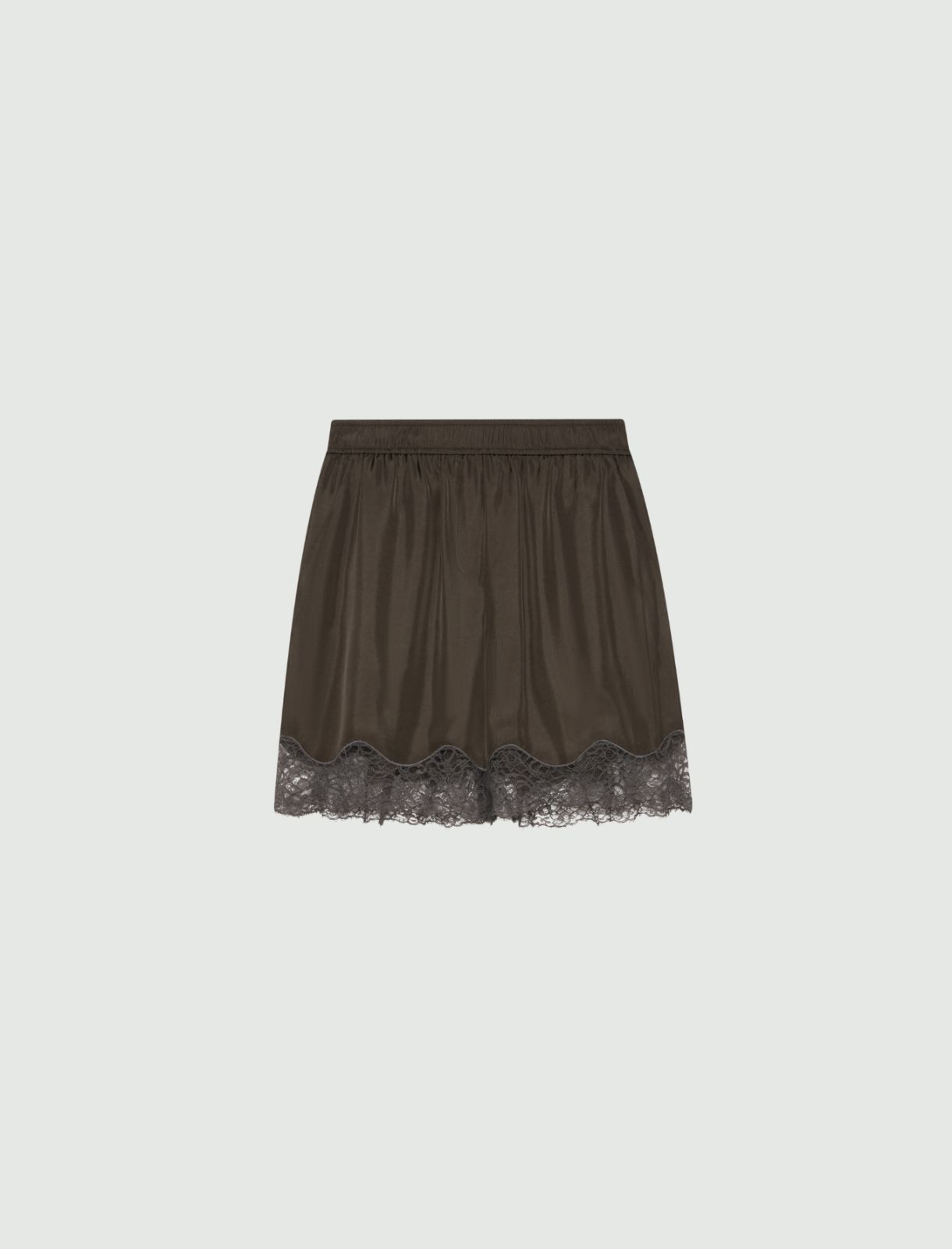 Lace-Trimmed Bermuda Shorts - Dark Grey