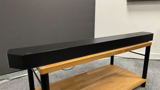 Samsung HW-Q990D soundbar system soundbar only on wooden TV bench