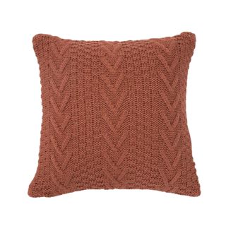 Orange cable knit sweater pillow