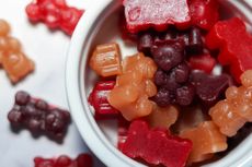 Close up of healthier homemade gummy bears sweets