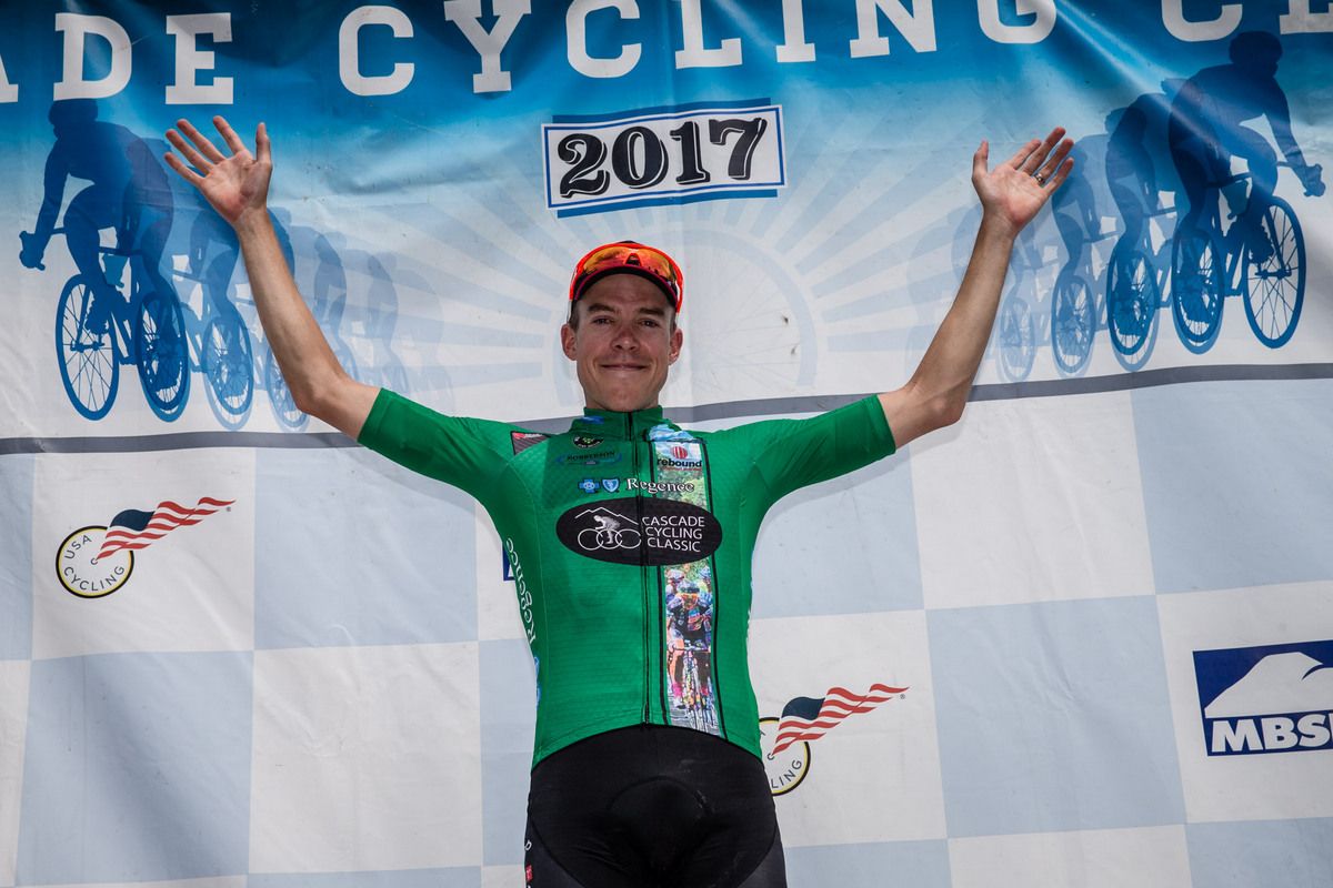 Taylor Shelden (Jelly Belly) happy to take home the sprint jersey