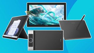 A product shot of the various best Wacom alternatives on a colourful background
