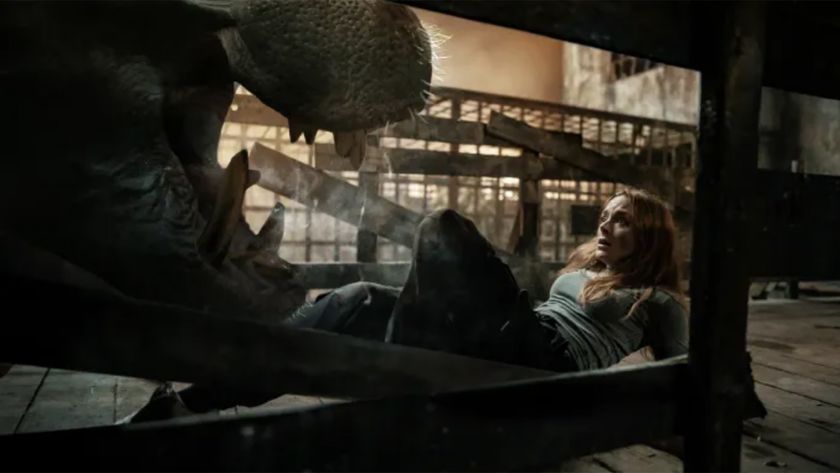 Sistina (Madison Davenport) cowering in front of a killer hippo