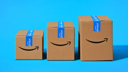 Amazon boxes on a blue background