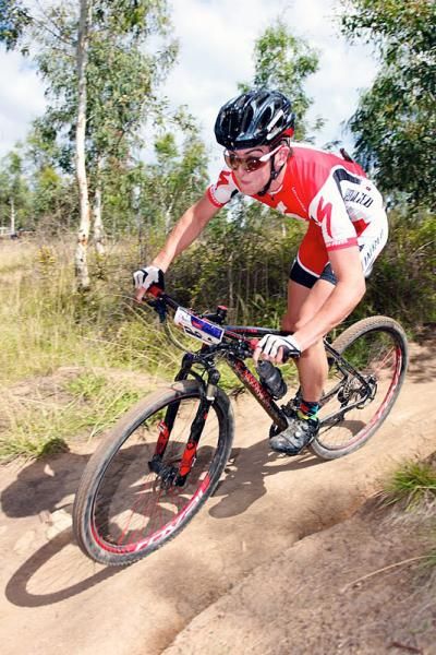 Ben Bradley powering to a strong second place in the U19 point to point race.
