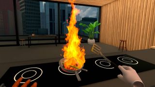 Cooking Simulator VR showing pan on fire