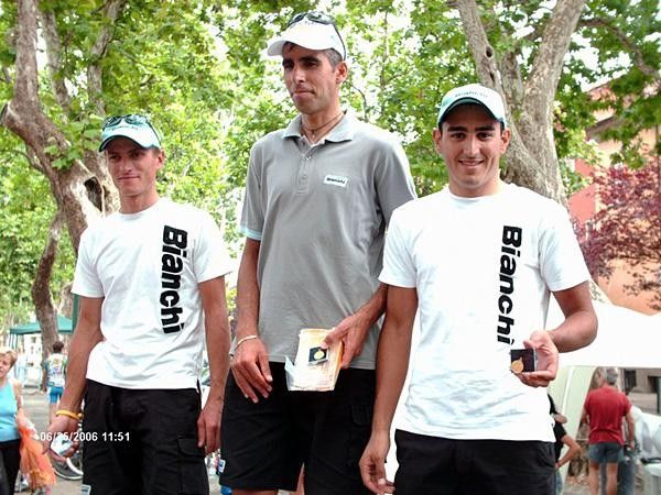 The podium at the GF Bruno Laschi, which was dominated by Team Bianchi (l-r: Vladimir Smirnov, Simone Bertoletti, Juan Pablo Dotti).