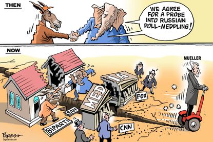 Political cartoon U.S. Robert Mueller Russia probe polls election meddling