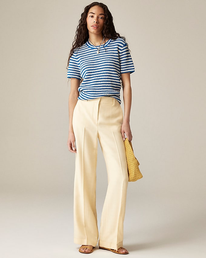 Cuffed Wide-Leg Trouser in Luster Canvas