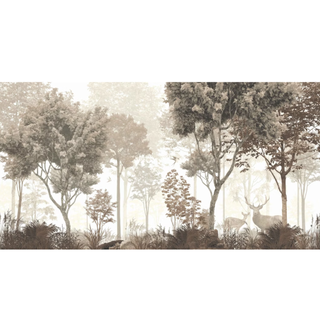 A sepia woodland mural