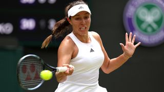 Jess Pegula hits a forehand at Wimbledon