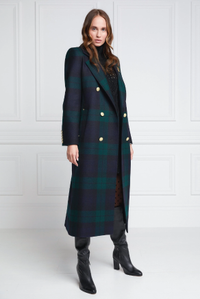 Double Breasted Longline Coat in Blackwatch, Holland Cooper |£749.00