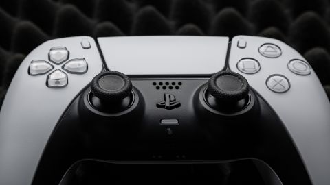 Close up of the PS5 DualSense controller's microphone