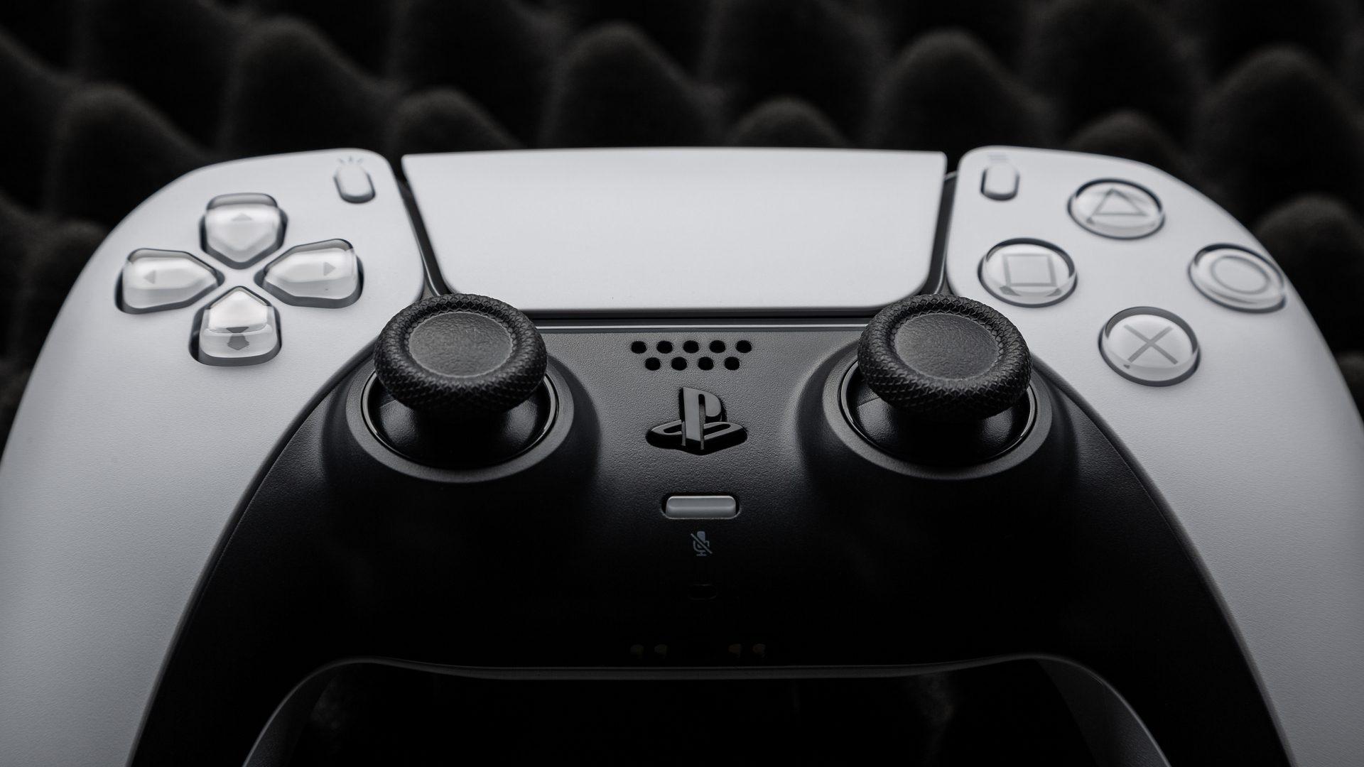 Close-up of the PS5 DualSense controller microphone