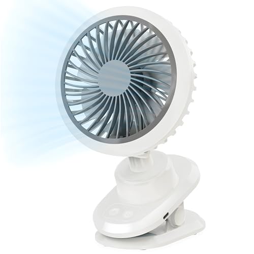 Oscillating Desk Clip on Fan Rechargeable (10000mah),small Usb Personal Fans,6-Inch Portable Quiet,5-Speed Strong Wind,sturdy Clip,for Office/bedroom/room/camping/travel/tent/stroller/outdoor.white