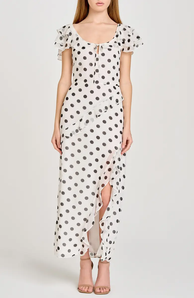 WAYF, Violetta Polka Dot Ruffle Sleeve Dress (Was 