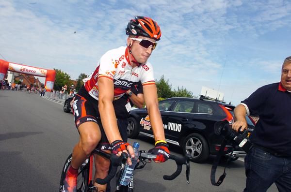 Taylor Phinney (BMC) makes his way to the podium after the finish of stage 2.