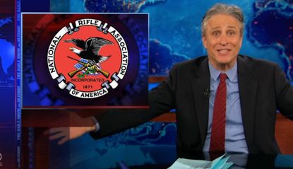 Jon Stewart brightly mocks the NRA for opposing freedom of gun choice