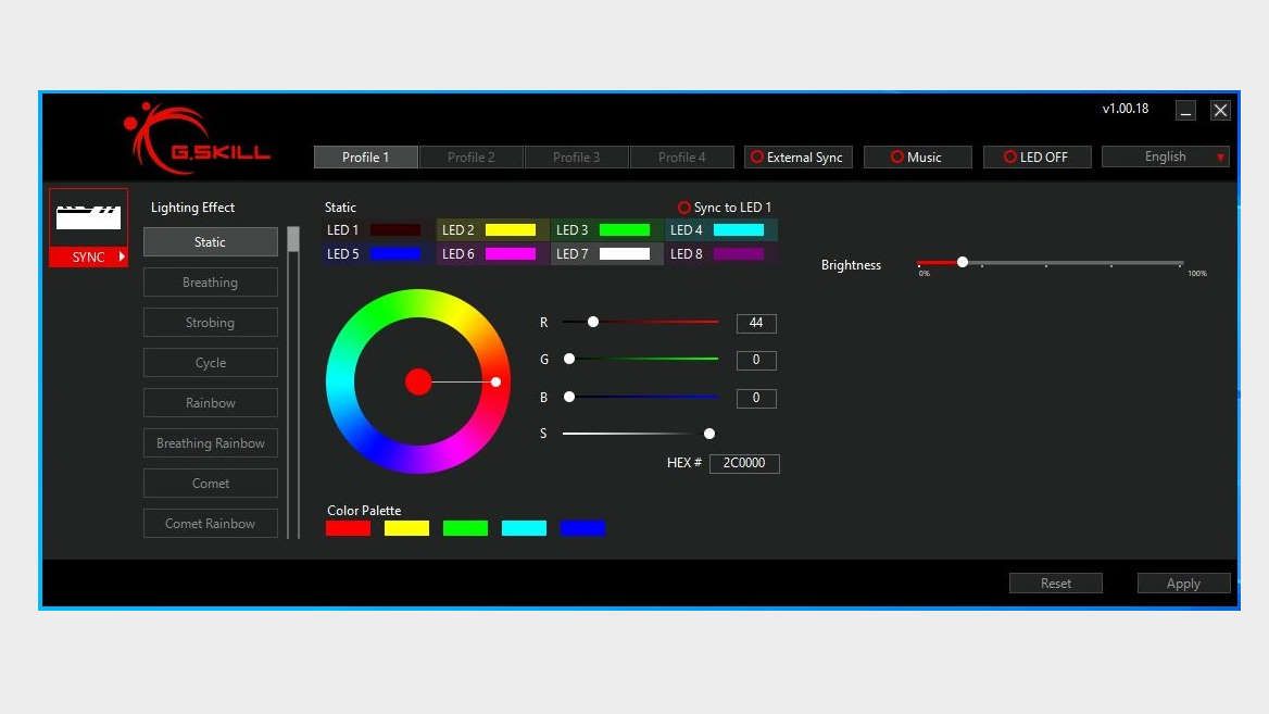 G.Skill software for lighting effects