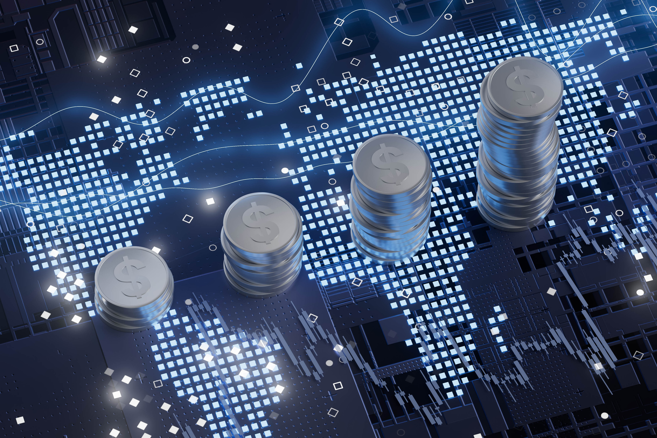 A computer screen shows a graph of the value of the dollar emerging markets in background concept