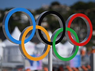 The Olympic rings at the Olympic games