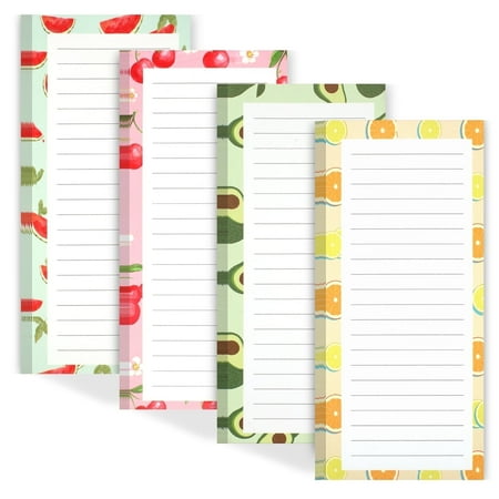 Joyberg 4 Pack Magnetic Notepads for Refrigerator - 50 Sheets Per Pad, Fruit Design for Grocery Lists and To-Dos