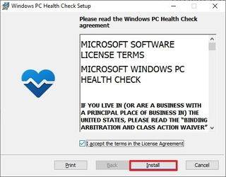 PC Health Check app install