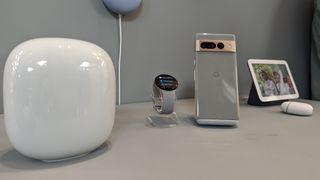 Taking a look at the Google Nest WiFi Pro, Google Pixel 7, and Google Pixel Watch at the Google Fall 2022 event