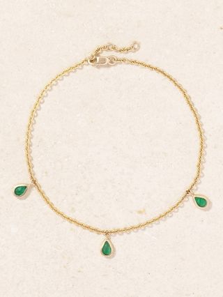 14-Karat Gold Emerald Anklet