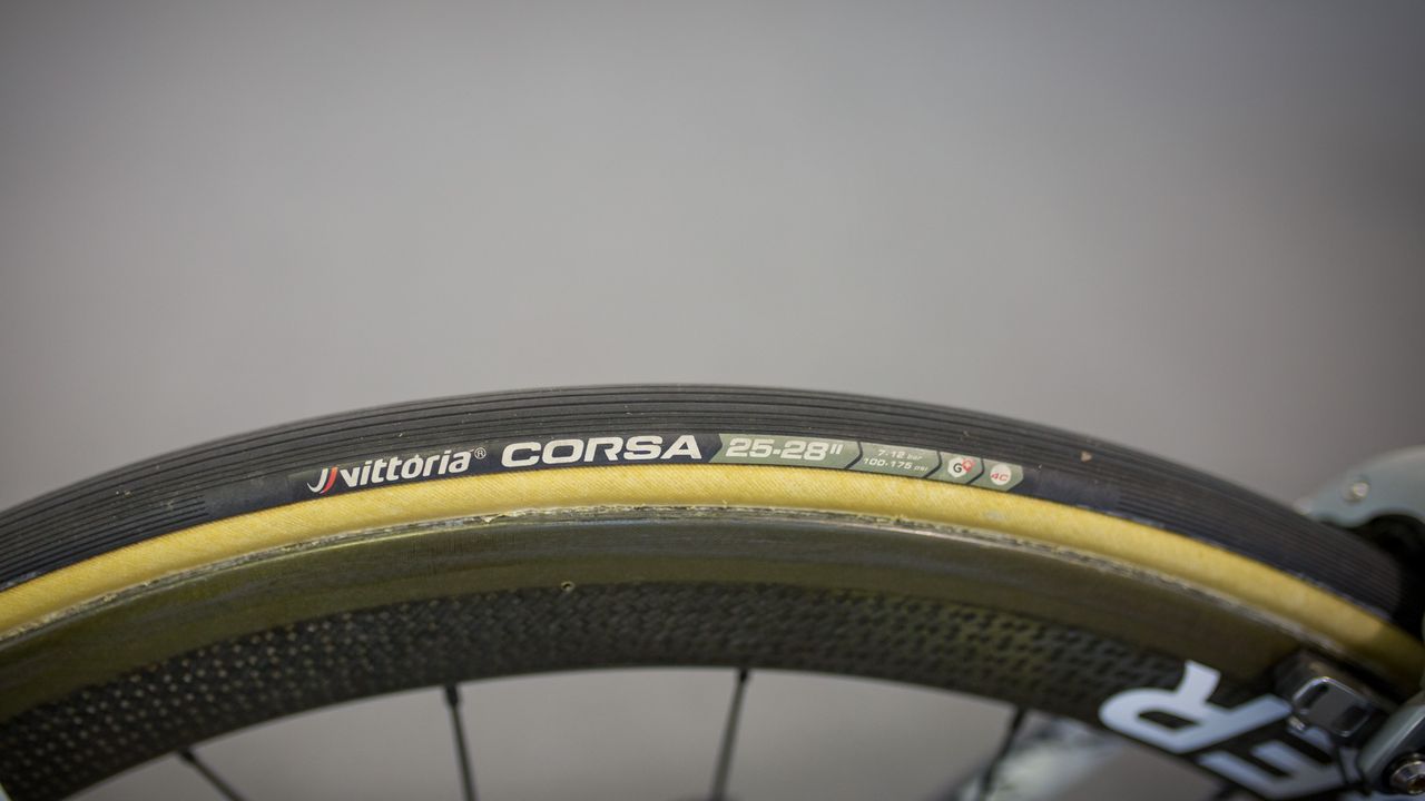 The Aeolus wheels are paired with Vittoria Corsa 25mm tubular tyres