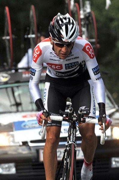 Carlos Sastre (CSC) came in fourth on the stage to secure his podium spot.