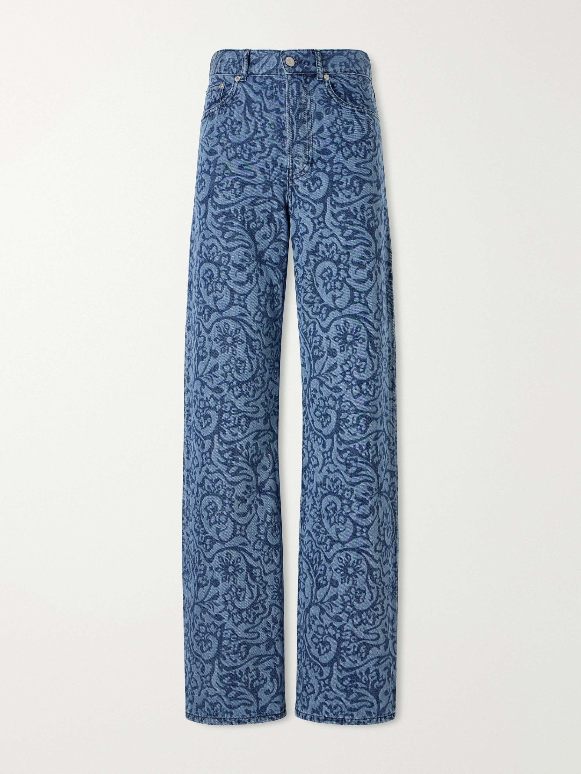 Printed Mid-Rise Wide-Leg Jeans