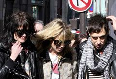 Kate Moss in Paris with boyfriend Jamie Hince and his bandmate Alison Mosshart