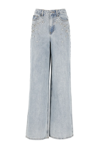 Self-Portrait Embellished Wide Leg on white background