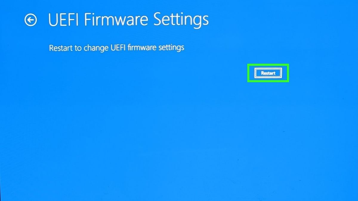 Captura de pantalla que muestra cómo verificar la temperatura de la CPU en Windows: seleccione Reiniciar