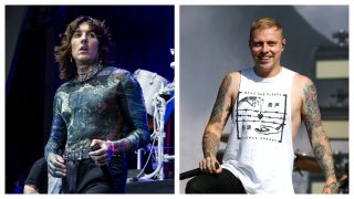 Oli Sykes and Sam Carter on stage at separate shows