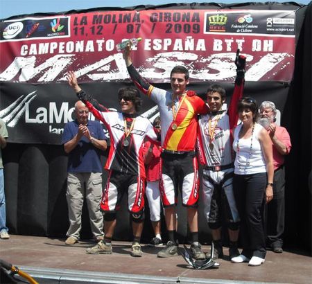 Elite men's podium at the Spanish National Downhill Championships