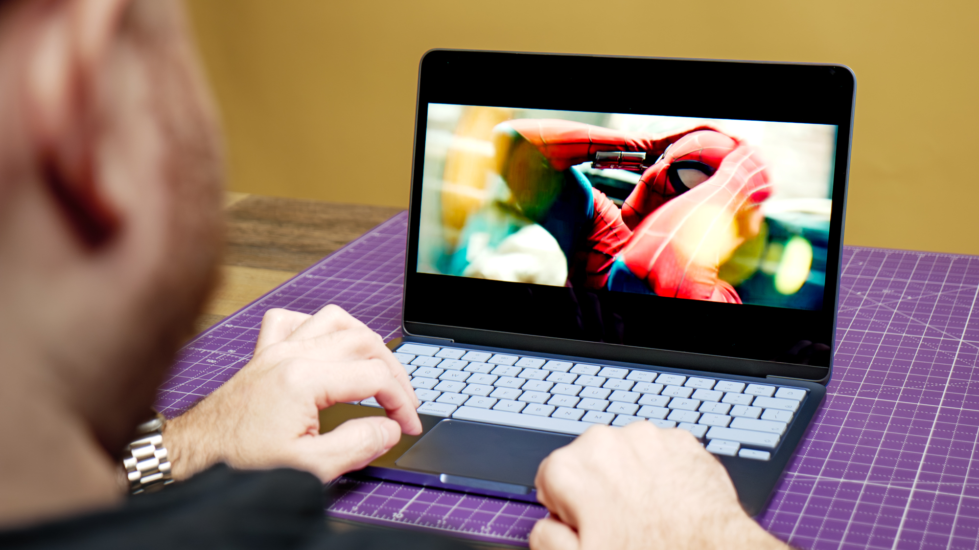 MacBook Neo playing the new Spider-Man trailer