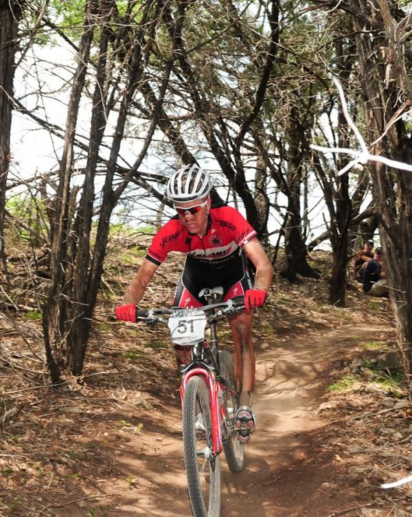 Max Plaxton (Sho-Air/Specialized) leads with one lap to go.