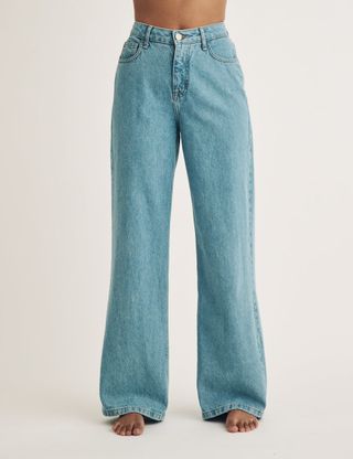 Light Wash Denim High Rise Wide Leg Jeans