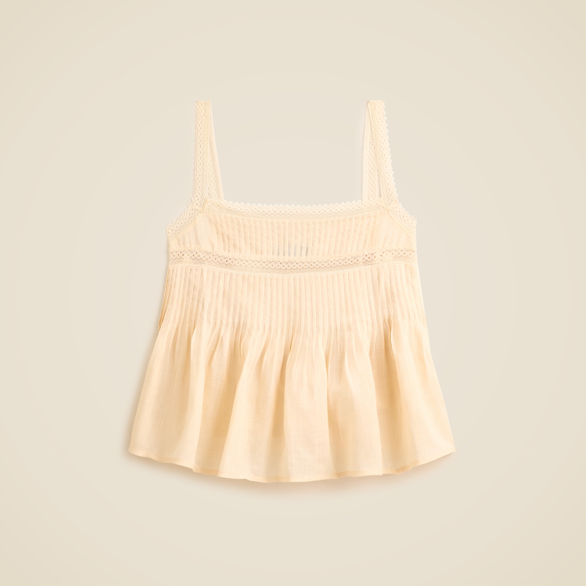 Lace-Trim Tank Top in Ramie